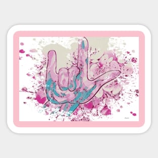 ASL I Love You Color Burst Sticker